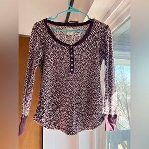 VINTAGE Victoria’s Secret Thermal Henley Long Sleeve Purple White Small
